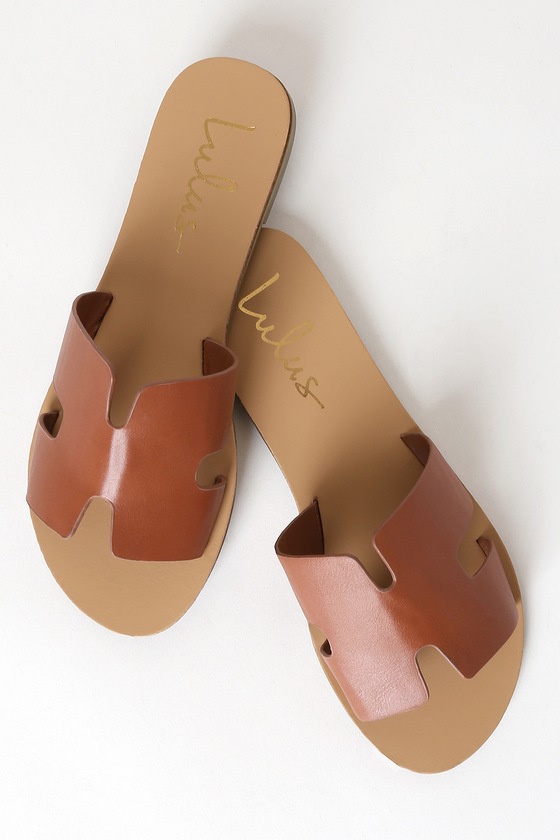 womens tan slide sandals