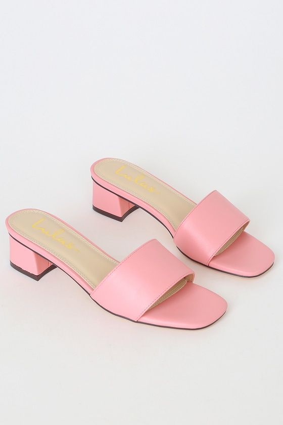 Cute Block Heels - Slide Heels - Light Pink Heeled Sandals - Lulus