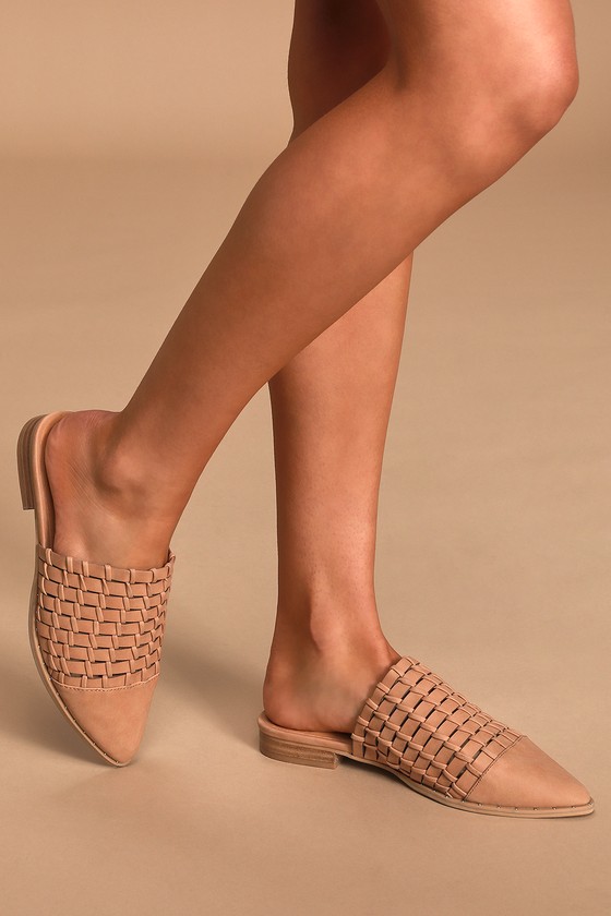 tan pointed mules