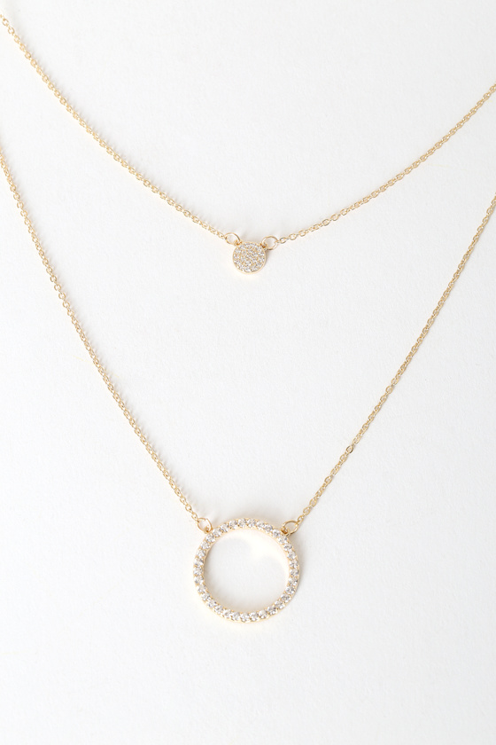 Round Up Gold Rhinestone Layered Necklace 2