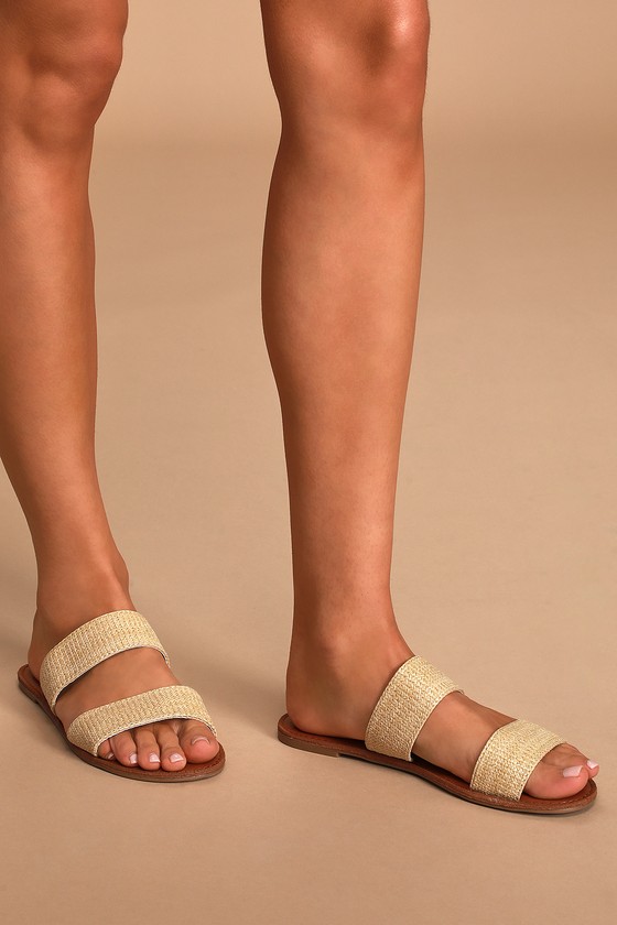Time to Chill Natural Raffia Slide Sandals