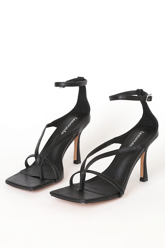 Porter Black Ankle Strap Heels 1