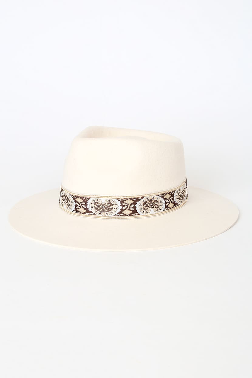 Lack of Color Beverly Ivory Wool Wide-Brimmed Fedora Hat - Lulus display picture 3