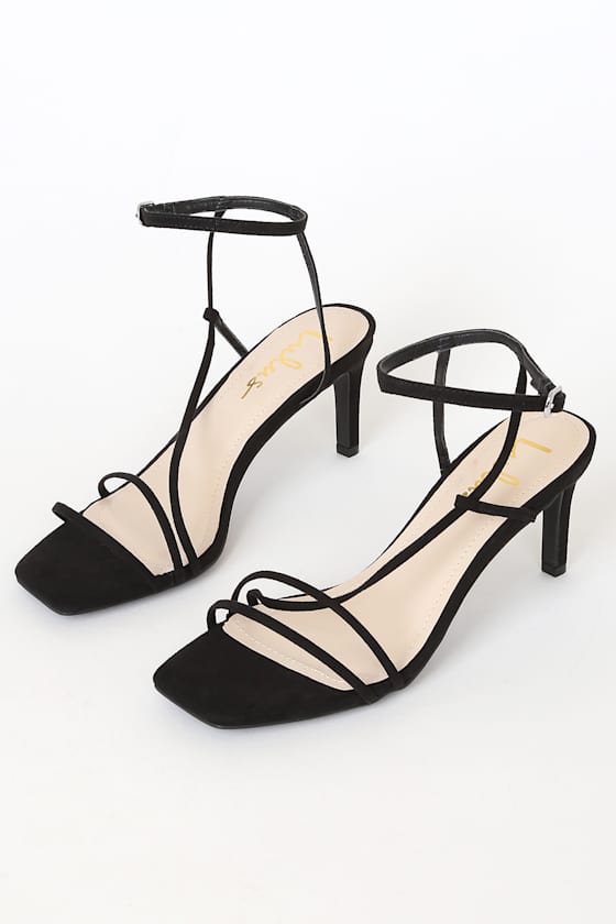 Ameera Black Suede Ankle Strap Heels 2