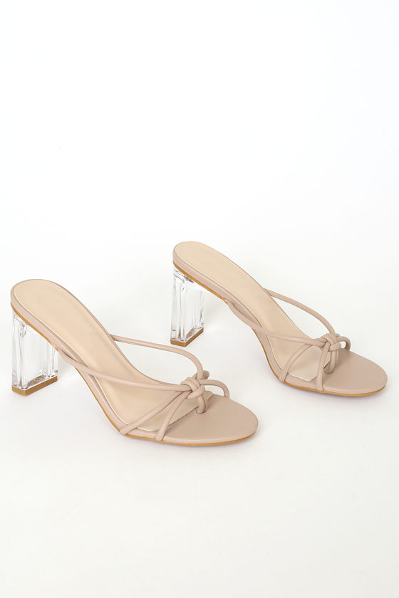 Delfina Nude Lucite High Heel Sandals 2