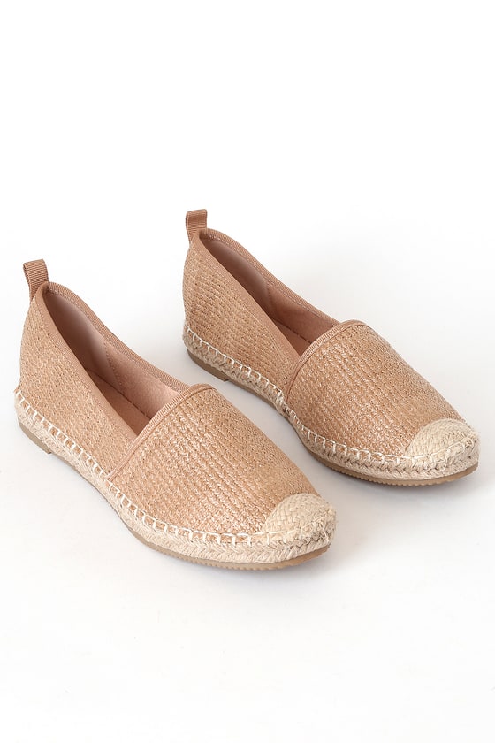 Cute Tan Raffia Flats - Tan Espadrilles - Slip-On Espadrilles - Lulus