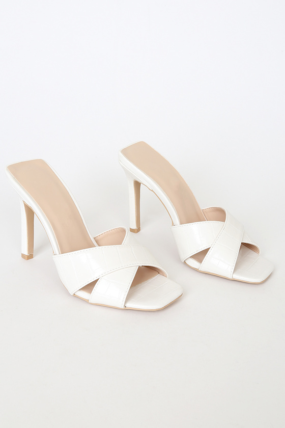 HIGH HEEL 10 CM IN WHITE CROCODILE LEATHER main image 1