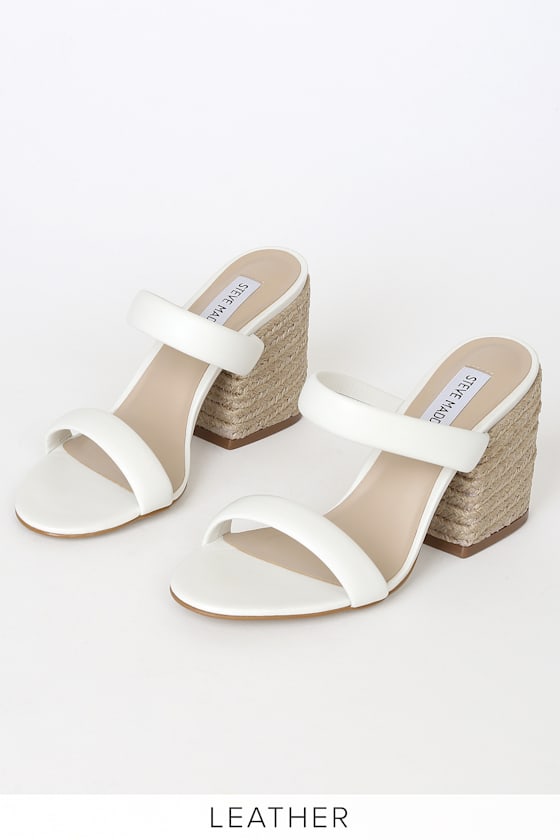 Steve Madden Marcella White Leather Espadrille Heel Sandals Lulus