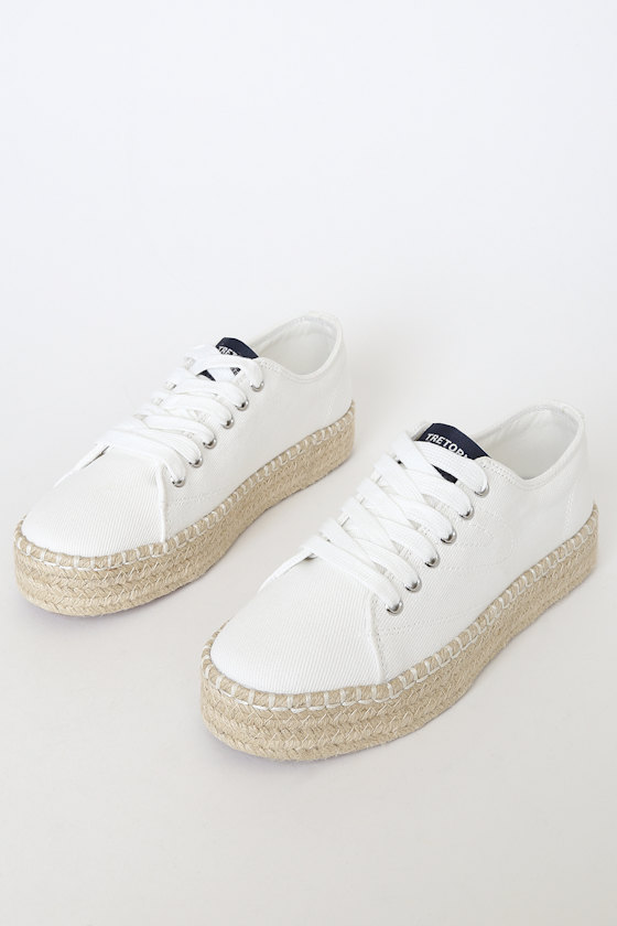 Eve Vintage White Denim Espadrille Platform Sneakers 2