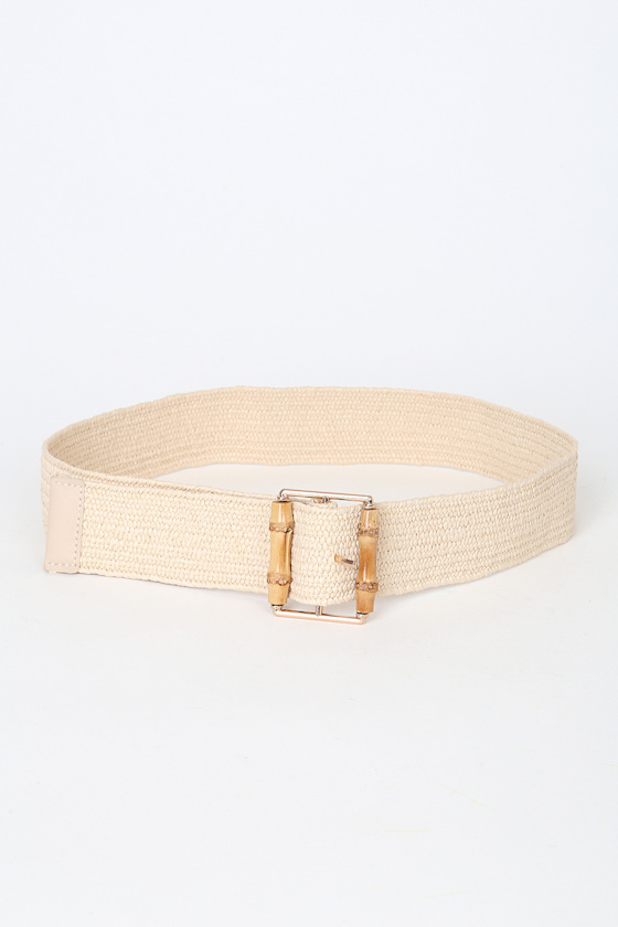 Take Me to the Tropics Tan Woven Raffia Bamboo Belt 1