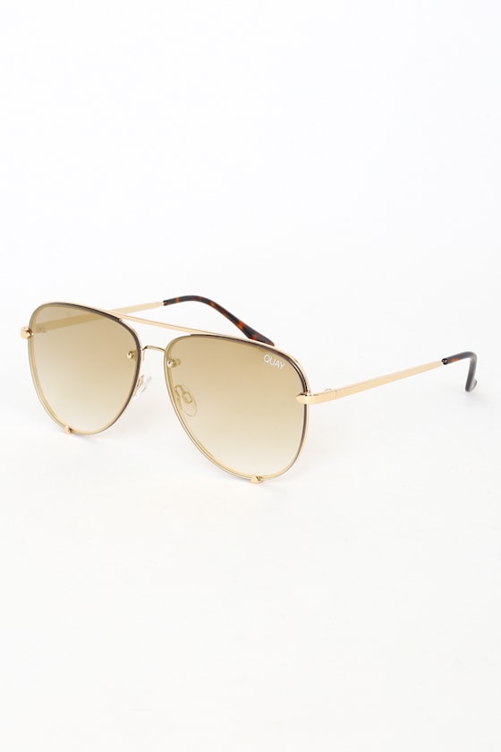 Quay High Key Rimless Gold Sunglasses Gold Sunglasses