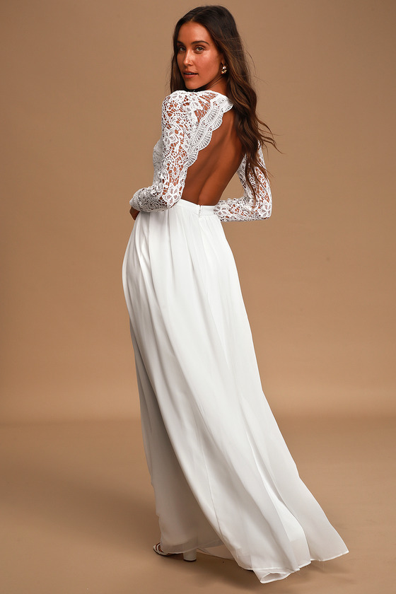 white long sleeve gown
