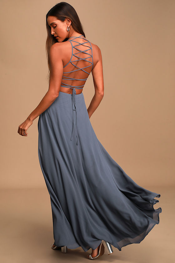Strappy to be Here Denim Blue Maxi Dress 9