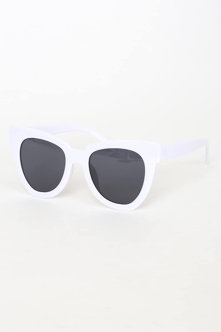 UNISEX OVERSIZED WHITE SUNGLASSES Unisex Oversized Flat Top Sunglasses - Flawless Eyewear  main image 2