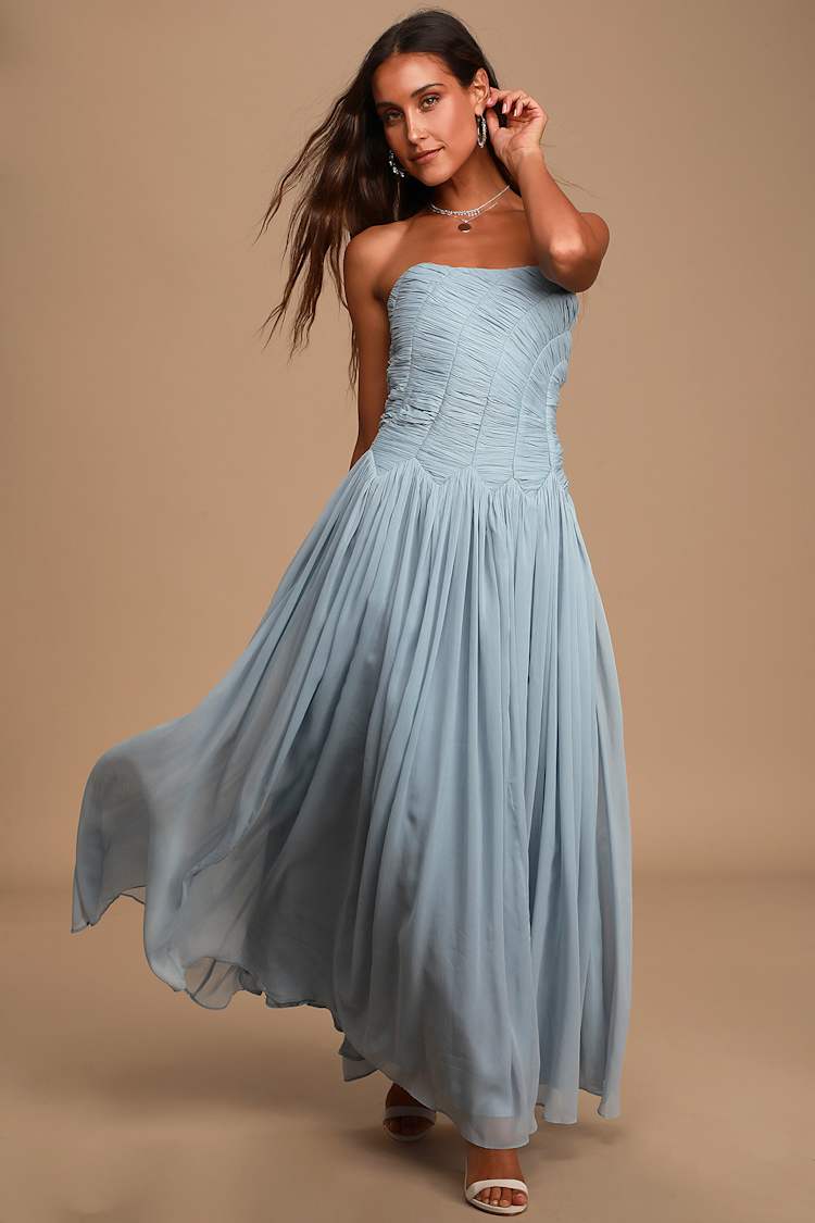 dress blue alphas usmc medal placement measurements Dusty Blue Sparkly Tulle Prom Dresses with Ruffled Bottom, Strapless F   vigocouture