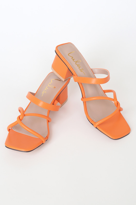 Mango Orange Sandals - High Heel Sandals - Strappy Slide Sandals