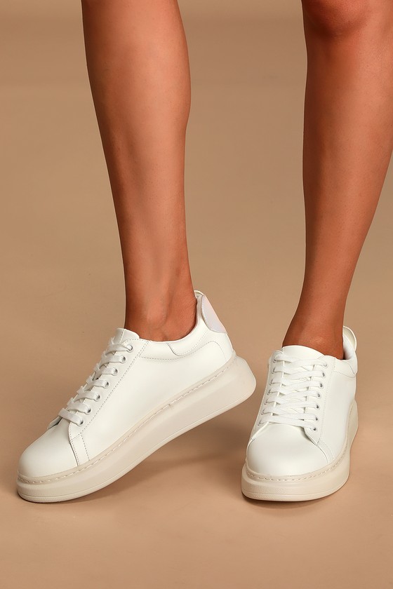 White Sneakers - Vegan Leather Sneakers - Platform Sneakers - Lulus