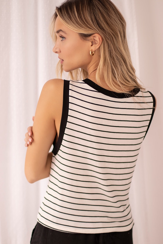 Black and White Striped Tank - Striped V-Neck Tank Top - Tank - Lulus
