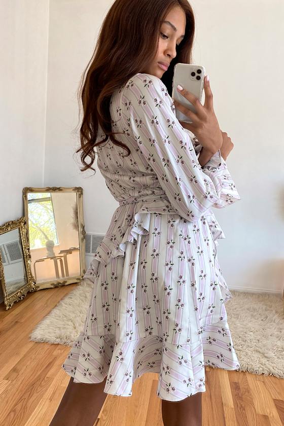 my whole heart burgundy long sleeve wrap dress