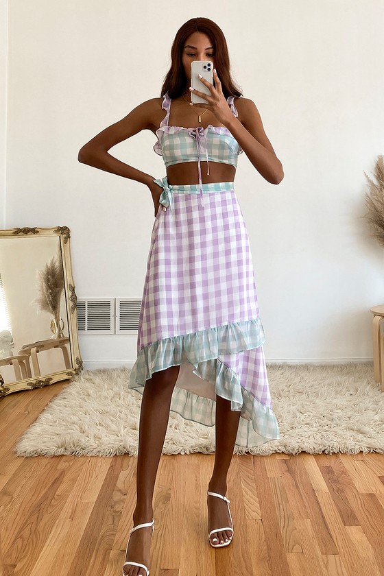 ruffle midi wrap skirt