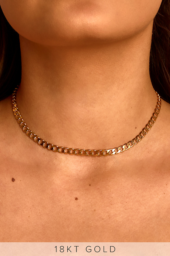 Callie 18k Gold Chain Choker Necklace 1