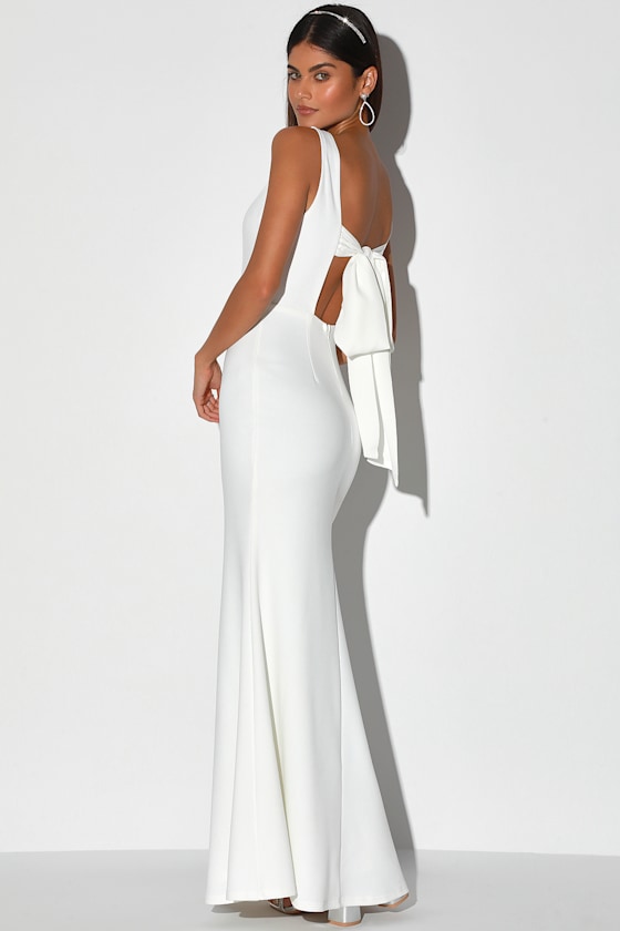 This Bliss Ivory Sleeveless Tie-Back Mermaid Maxi Dress 9