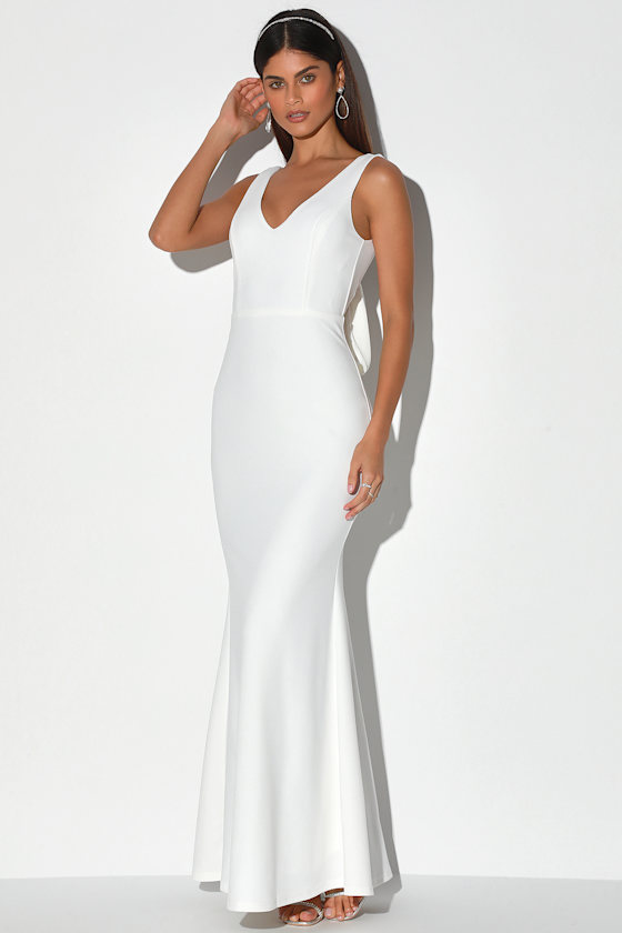 This Bliss Ivory Sleeveless Tie-Back Mermaid Maxi Dress 6