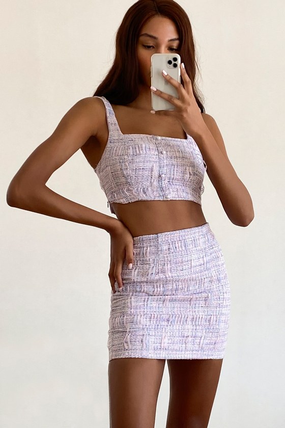 two piece mini skirt and top