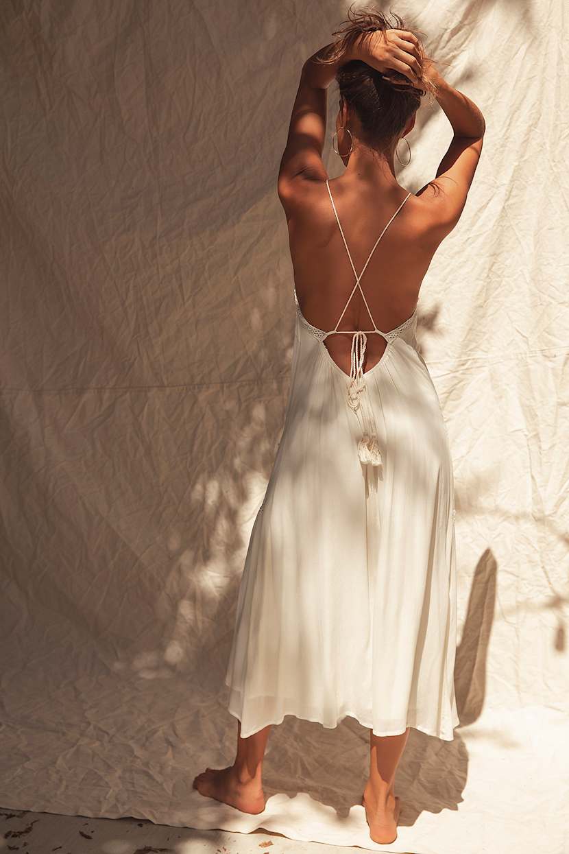 cream lace backless dress Paige Lace Backless Maxi Dress - Cream