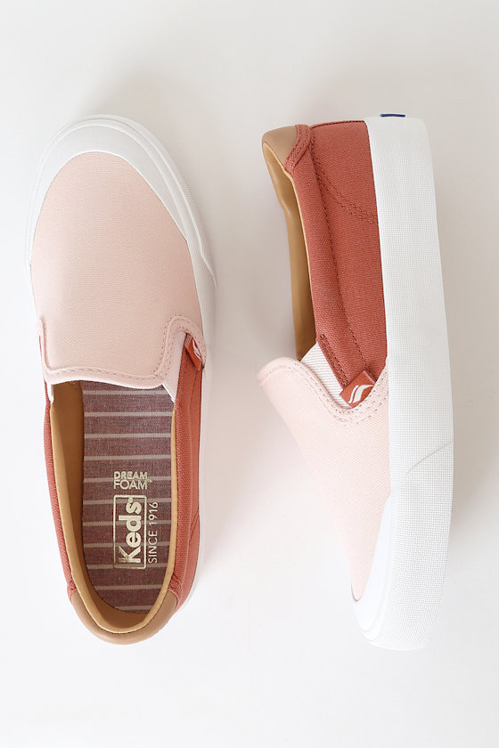 coral slip on sneakers
