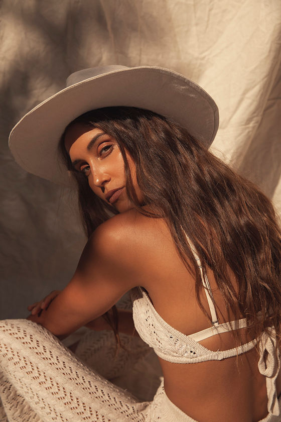 Heading Out West Bone Suede Fedora Hat 7