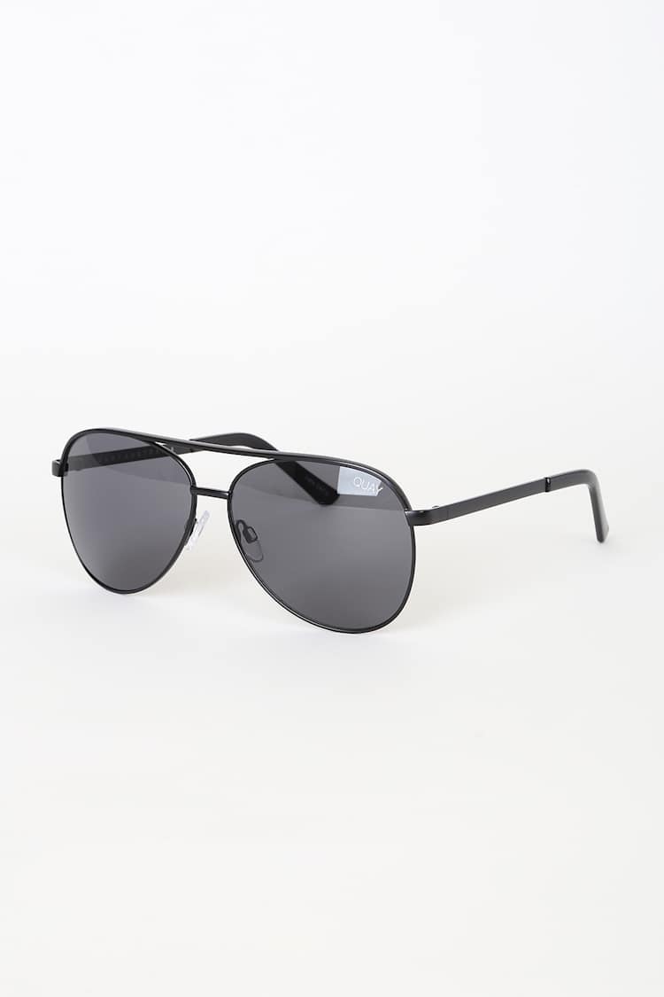 QUAY Sunglasses, Black Aviator - Vivienne Quay Australia Vivienne Womens Black Frame Smoke Lens  main image 3