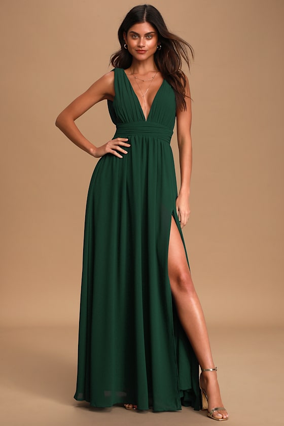 Forest Green Gown Maxi Dress Sleeveless Maxi Dress Lulus