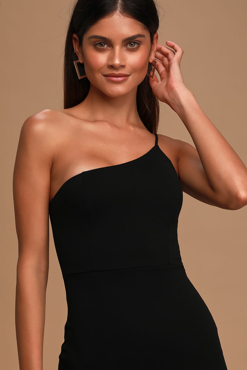 Sexy Black Maxi Dress - One-Shoulder Dress - Sultry Maxi Gown - Lulus