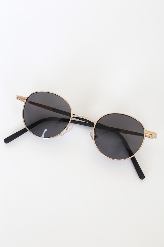 Cool Gold Sunglasses Round Sunglasses WireFrame Sunglasses Lulus