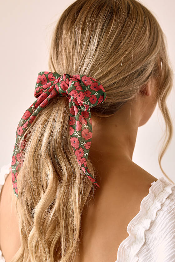 Floral Ponytail Holder Ponytail Scarf Scrunchy Scarf Set Lulus
