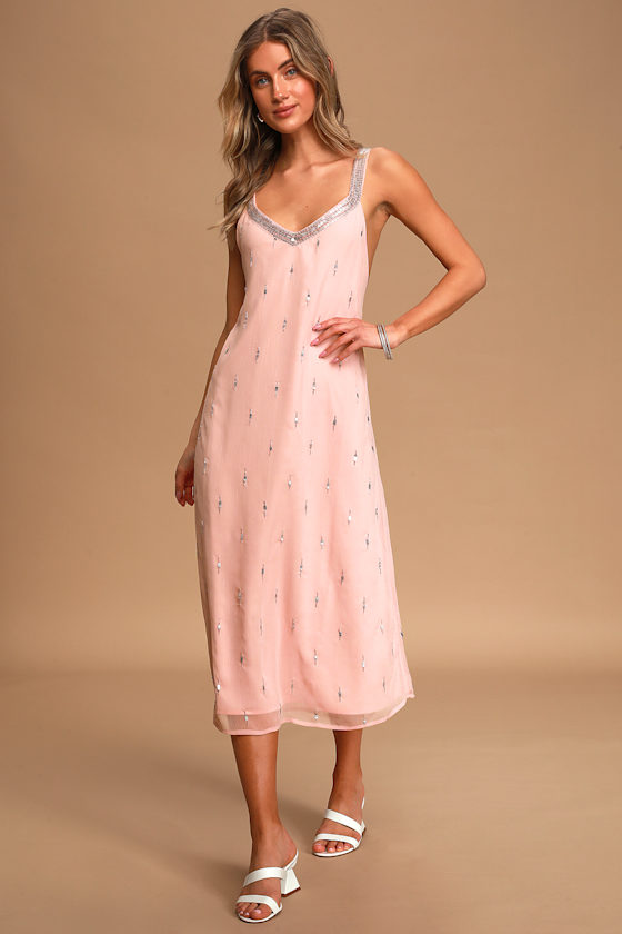 pale pink sequin dress