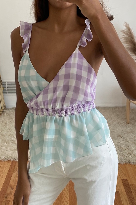 gingham ruffle top