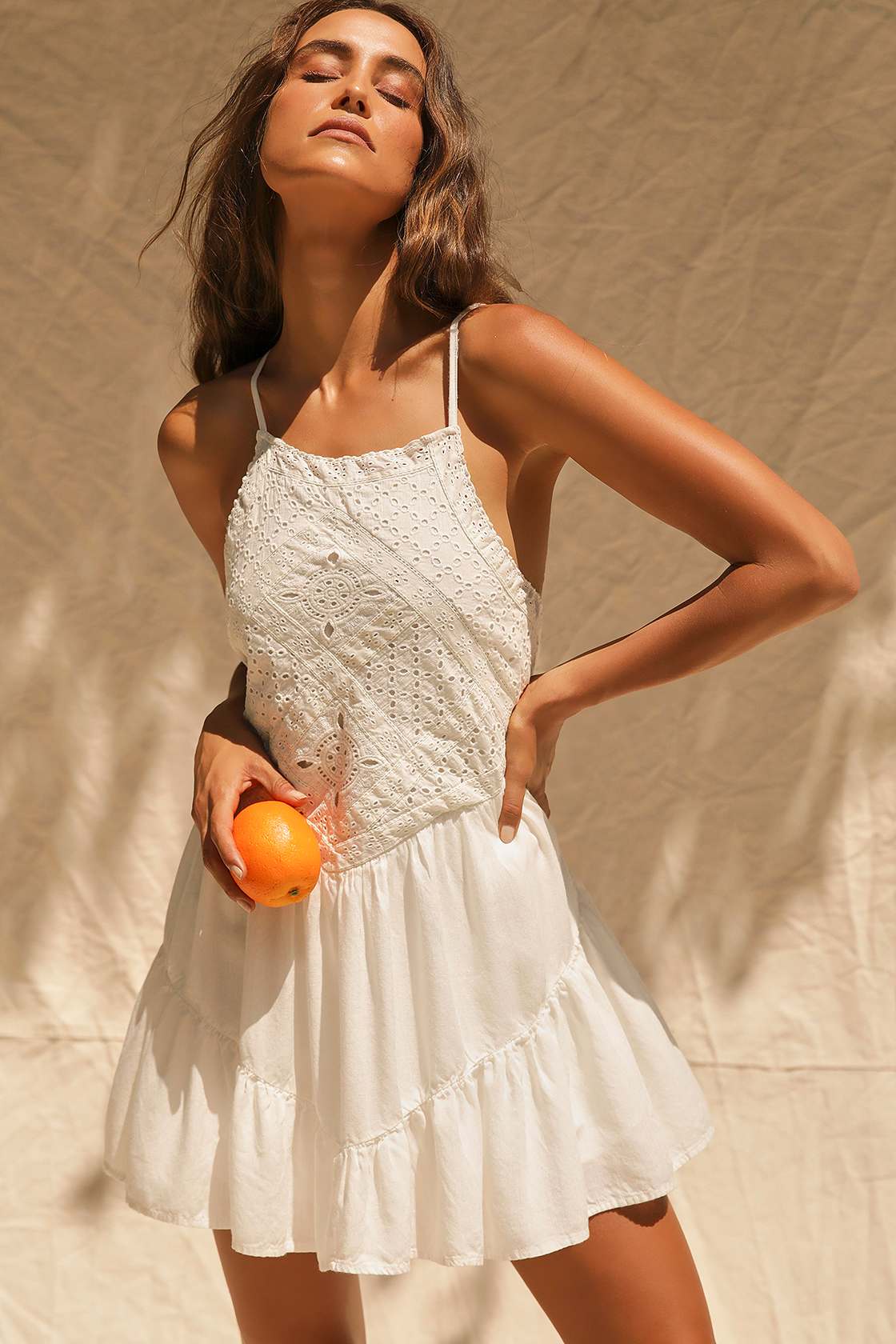 Boho Cream Eyelet Dress Eyelet Lace Mini Dress Embroidered Lulus