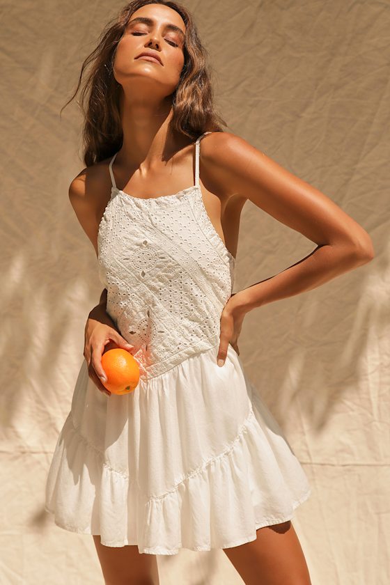 Imagination Cream Eyelet Lace Mini Dress 5