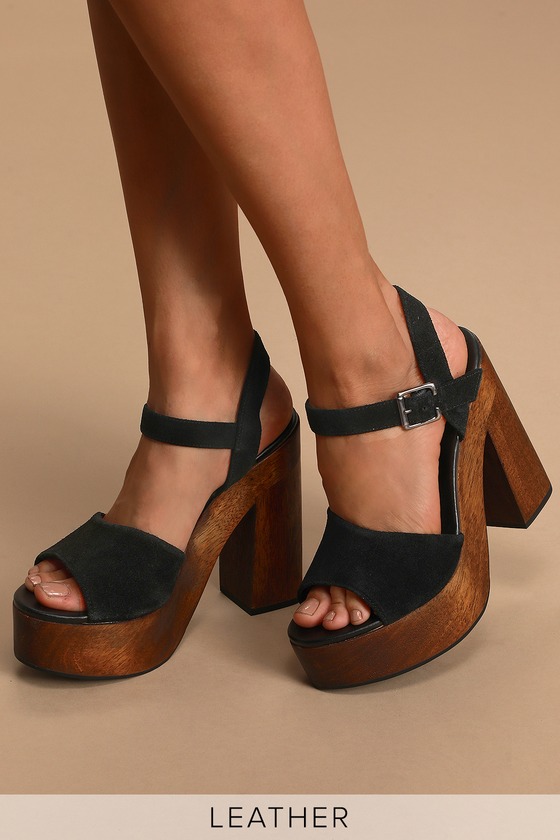 heels with wooden heel