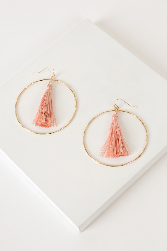 Boho Tassel Earrings Blush Tassel Earrings Hoop Earrings Lulus