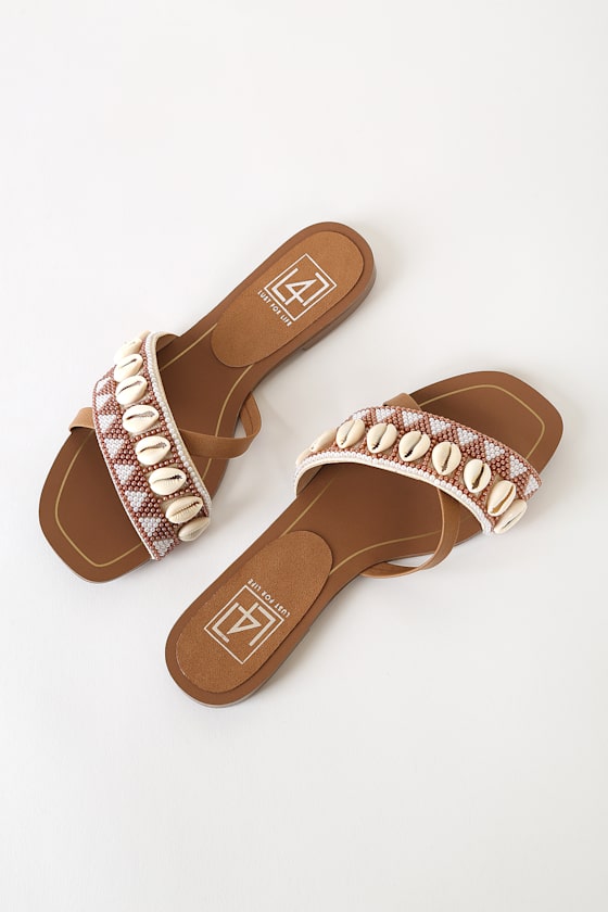 L4L Tribe Shell Sandals Beaded Slide Sandals Beaded Slides Lulus