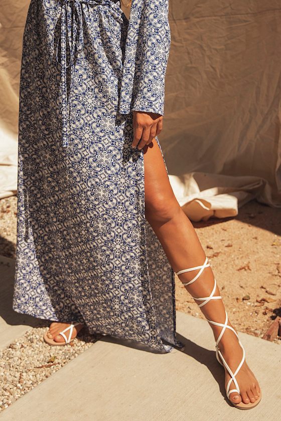 Micah White Lace-Up Flat Sandals 2