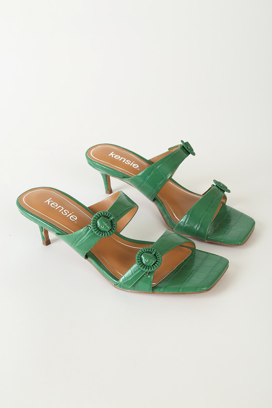 kelly green flat sandals