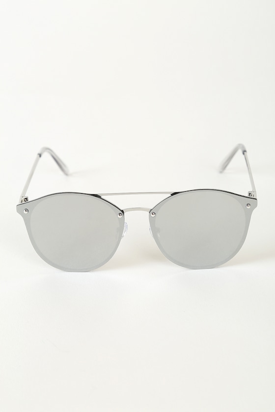 Cool Mirrored Sunglasses Round Sunglasses Silver Sunnies Lulus