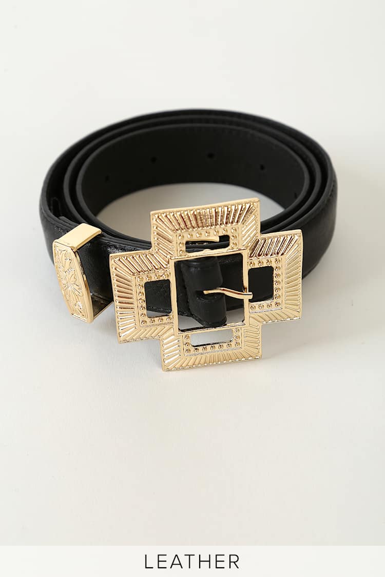 LUV AJ The Cross Buckle Belt - Black Leather Belt - Cross  display picture 2
