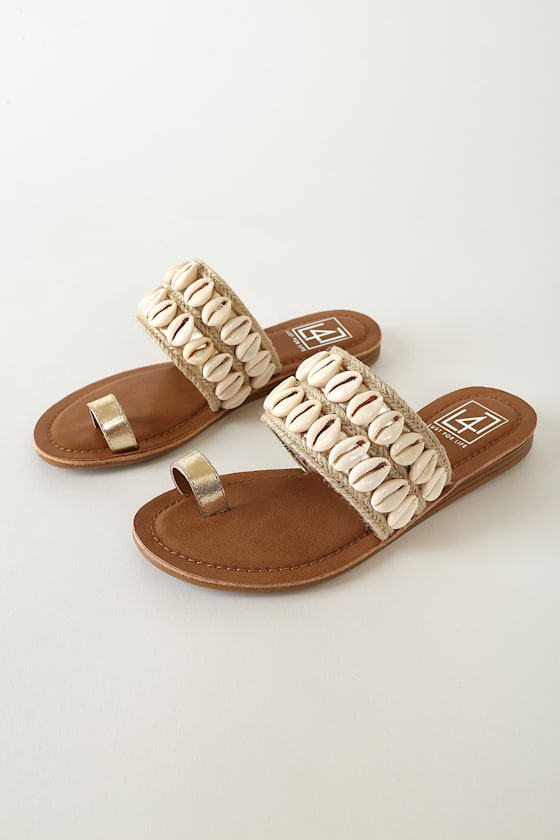 Cece Natural Multi Shell Toe-Loop Flat Sandals 1