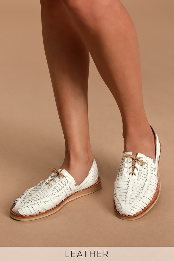 white leather oxfords