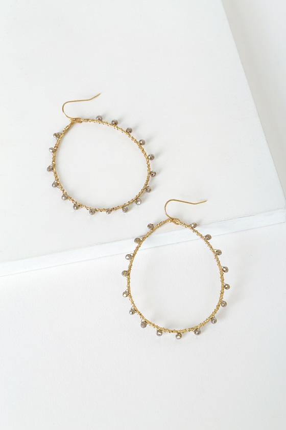 Cute Hoop Earrings Beaded Hoop Earrings Gold Hoop Earrings Lulus